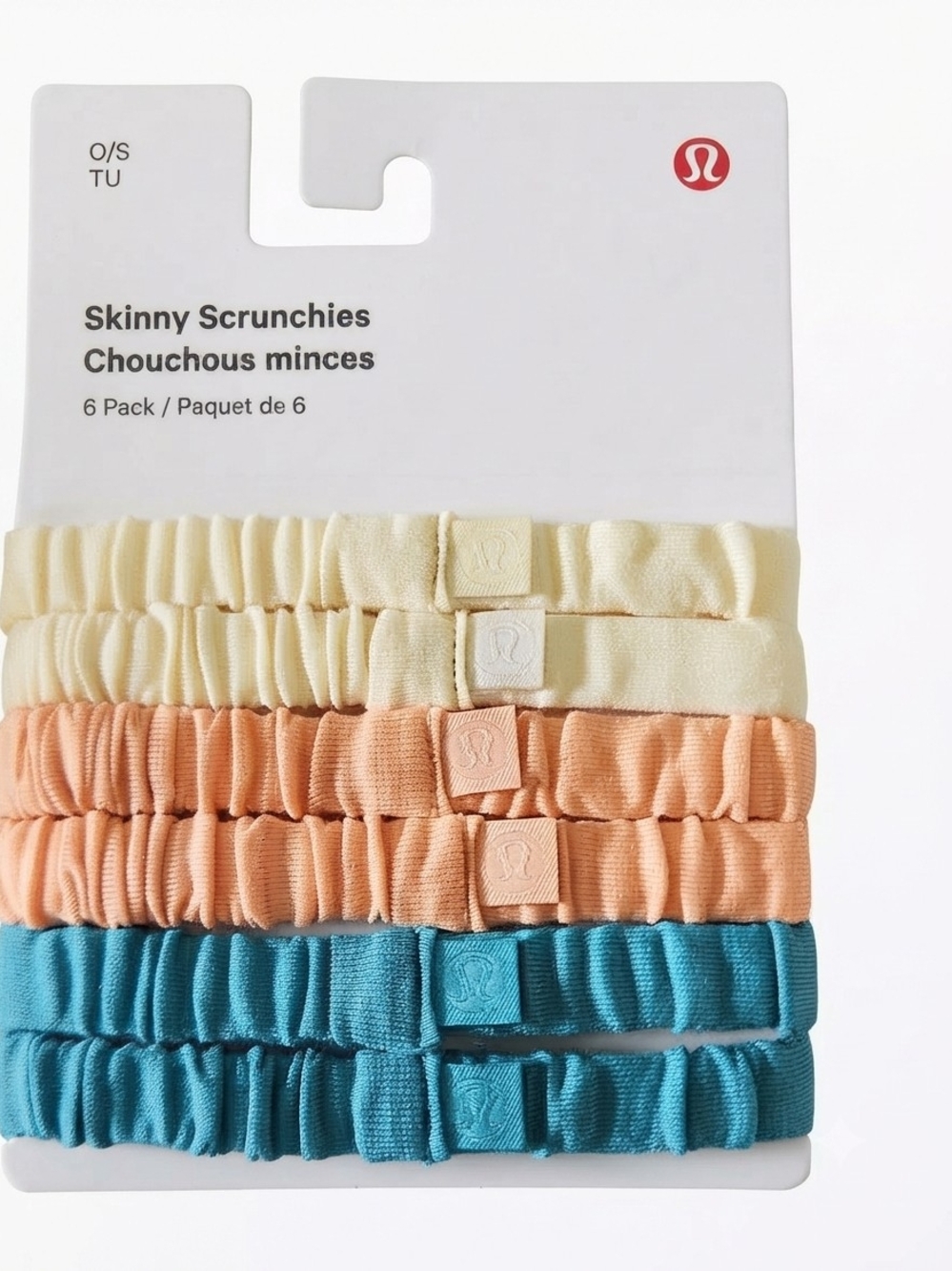 lululemon Skinny Scrunchies 6-Pack in Cream, Peach & Teal